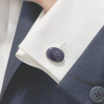 Sterling silver and enamel deep purple chain link cufflinks