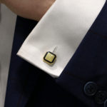 18ct gold and enamel black chain link cufflinks