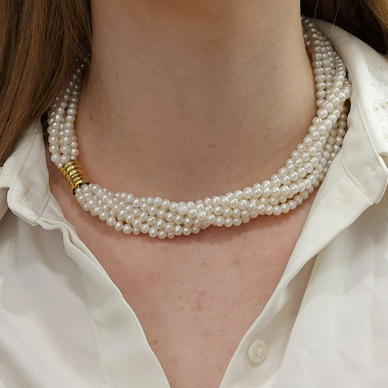 7 row freshwater pearl twist necklace