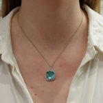 18ct gold blue topaz pendant on chain