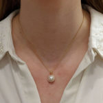 18ct circular pearl diamond cluster pendant