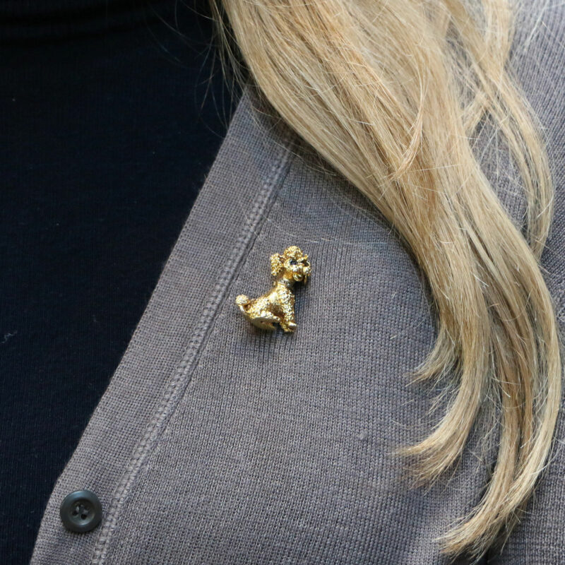 Gold Sitting Poodle Brooch