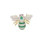 Emerald and Diamond Bee Brooch