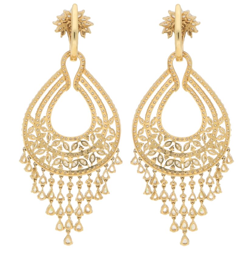 18.25ct Diamond Chandelier Tassel Earrings in Yellow Gold