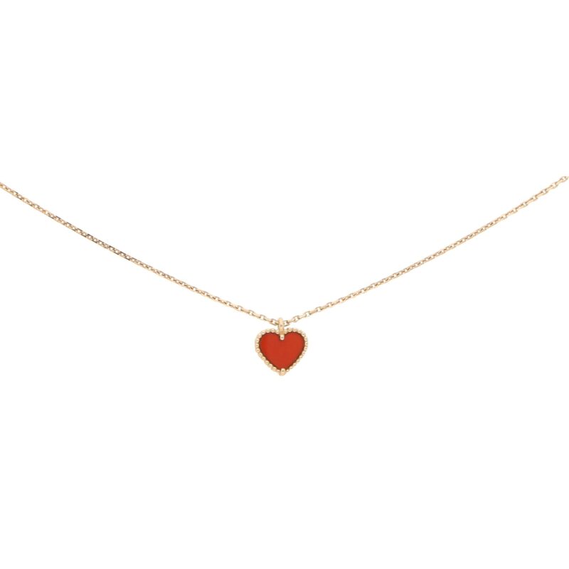 Van Cleef & Arpels Sweet Alhambra Carnelian Heart Necklace Gold