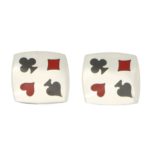 Playing Card Enamel Cufflinks in Sterling Silver, Italian