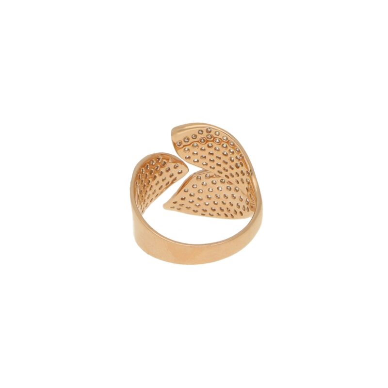 Diamond Leaf Ring in Rose Gold