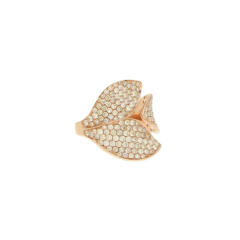 Diamond Leaf Ring in Rose Gold