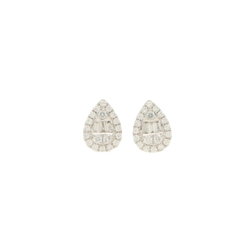 Tear Drop Tapered Diamond Ear Studs