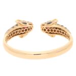 Diamond, Enamel and Ruby Tiger's Head Bangle Bracelet Rose Gold