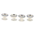 Blue Sapphire, Mother of Pearl and Enamel Octagonal Shirt Studs