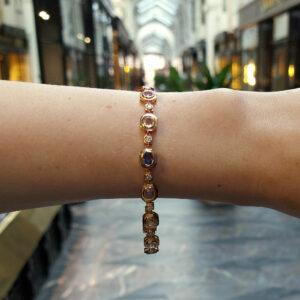 Rose Gold Rainbow Sapphire and Diamond Bracelet