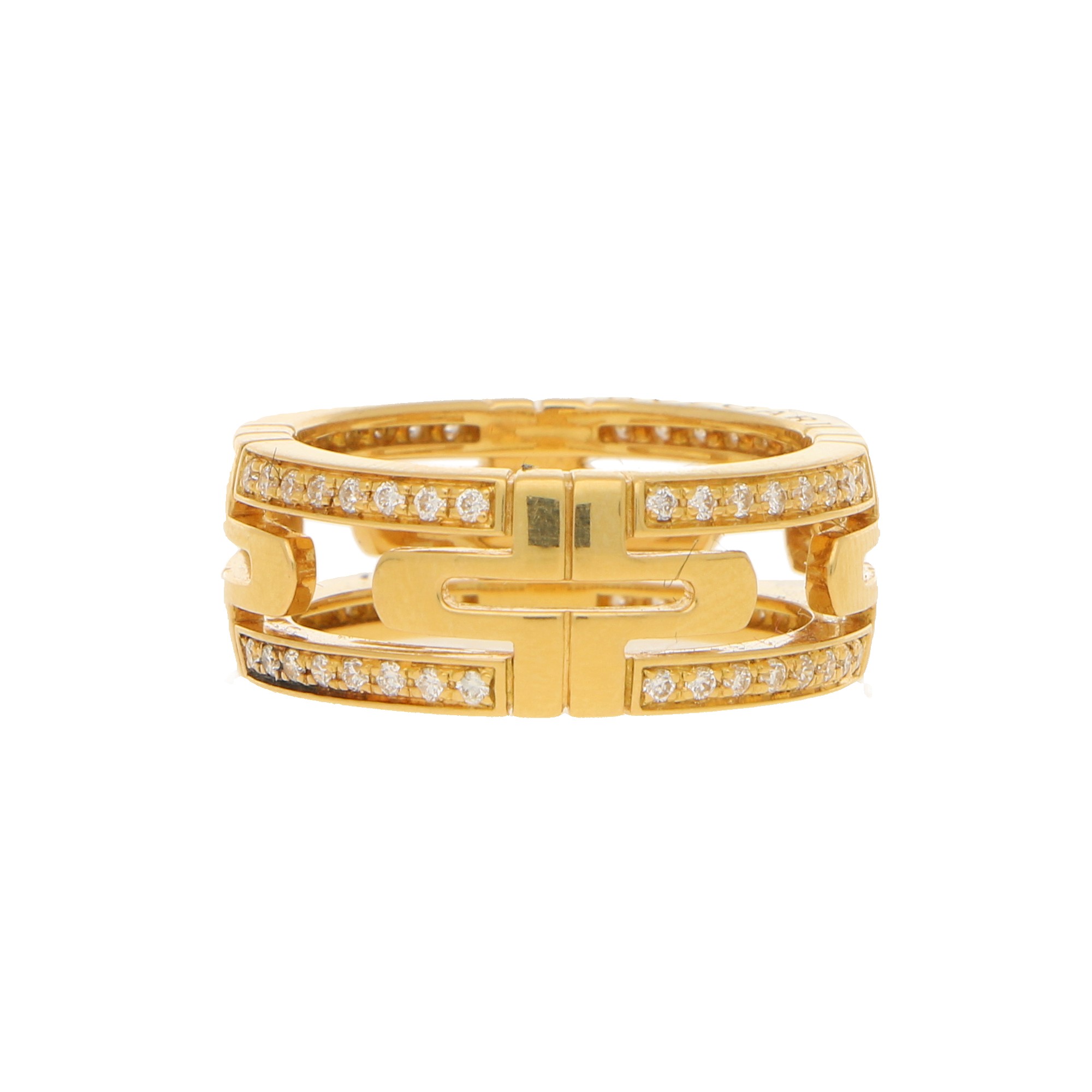 Bulgari Parentesi Diamond Ring 18kt Yellow Gold at Susannah Lovis Jewellers