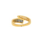 Sapphire Diamond Fancy Crossover Half Eternity Ring Yellow Gold