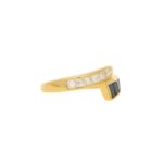 Sapphire Diamond Fancy Crossover Half Eternity Ring Yellow Gold