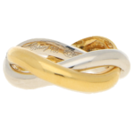 Poiray Double Wishbone Ring in Yellow and White Gold, French