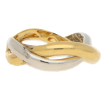 Poiray Double Wishbone Ring in Yellow and White Gold, French