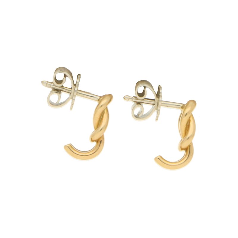 Knot Hoop Earrings in Yellow and White Gold