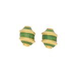 Tiffany & Co. Schlumberger 'Olive' Green Enamel Earrings