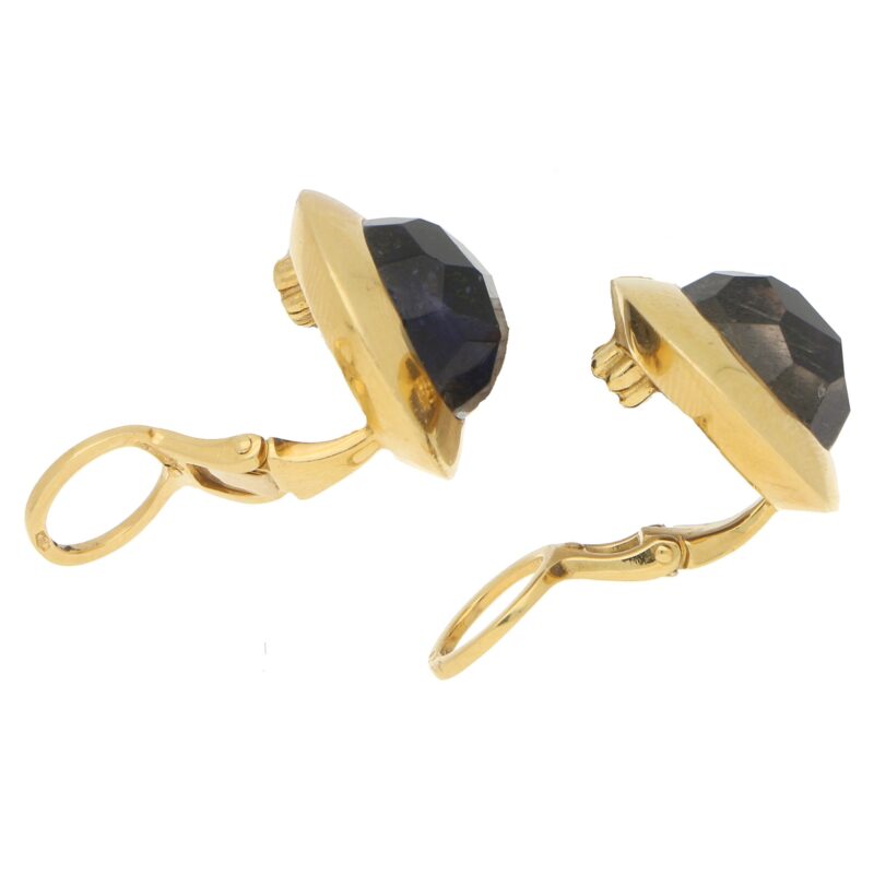 12.60ct Pomellato Iolite Clip Earrings in Yellow Gold