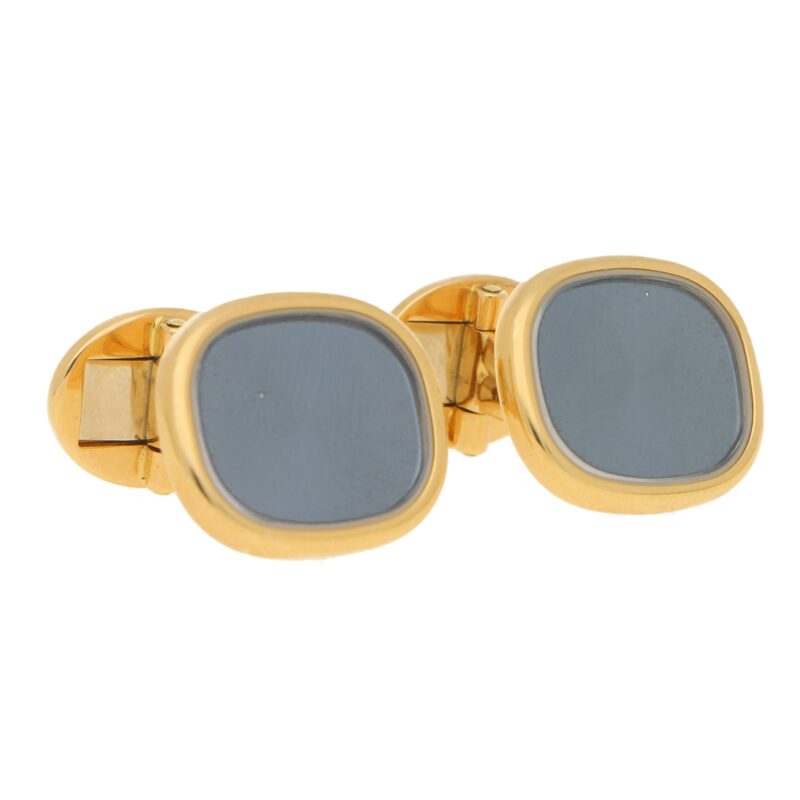 Patek Philippe Enamel and Rock Crystal Cufflinks in Yellow Gold