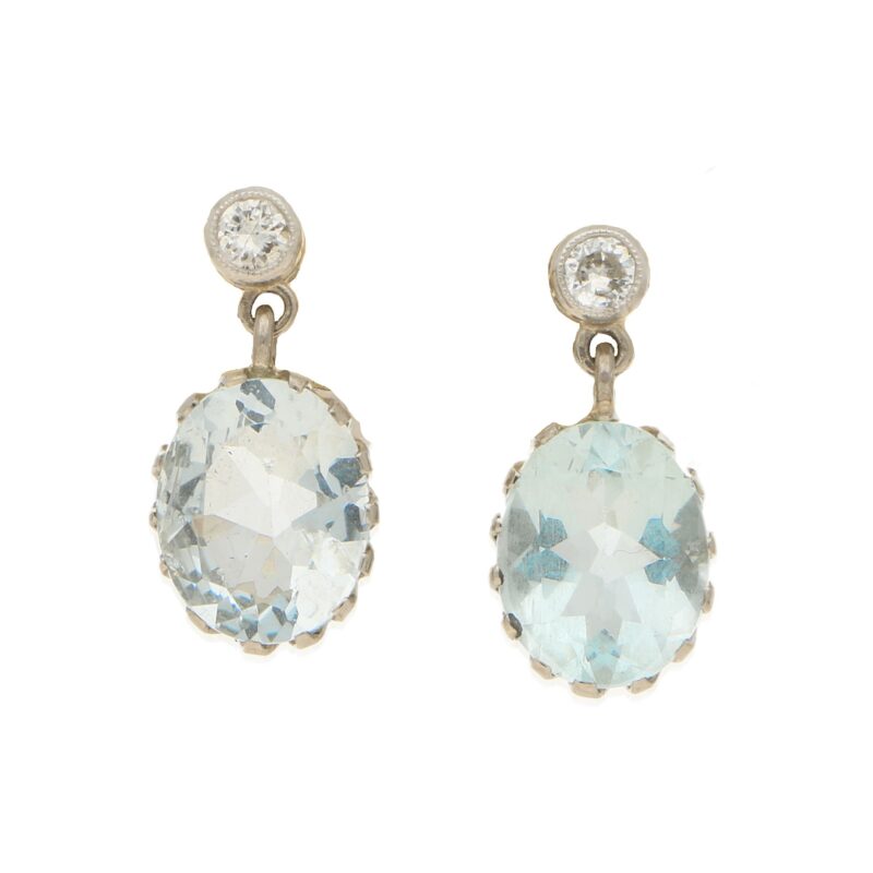 Edwardian Aquamarine and Diamond Drops