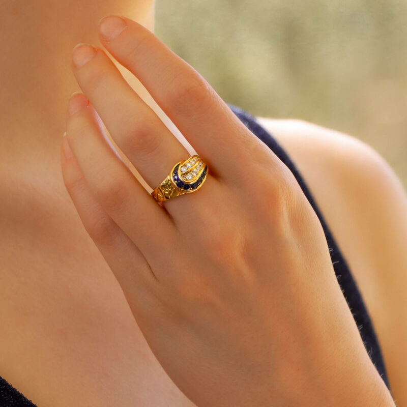 Mauboussin Diamond and Sapphire Ring in Yellow Gold