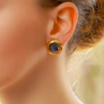 12.60ct Pomellato Iolite Clip Earrings in Yellow Gold