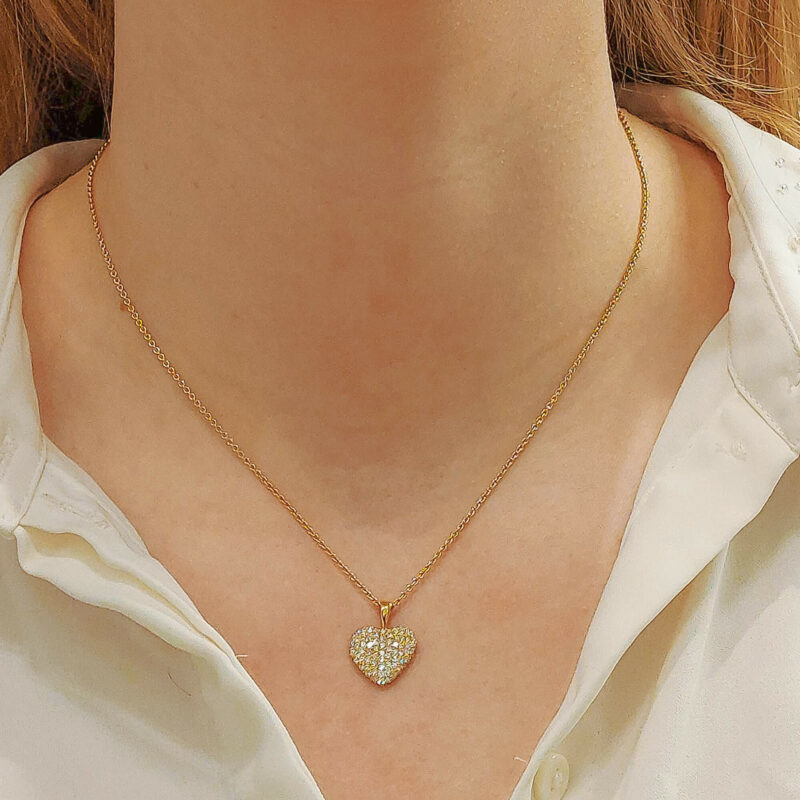 Diamond Heart Pendant in Yellow Gold