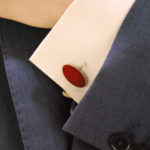 Orange oval enamelled cufflinks