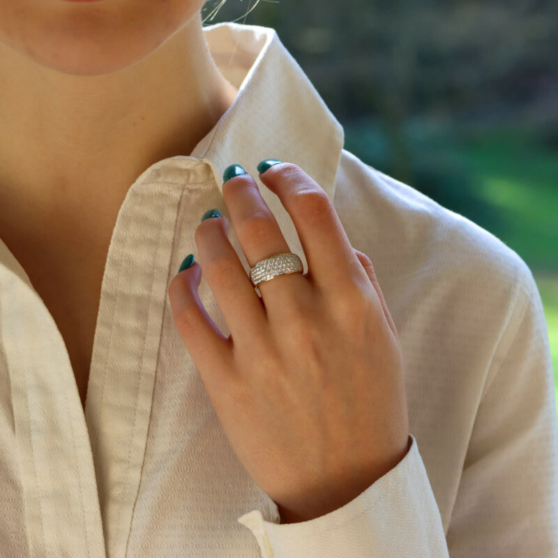 Pave set diamond ring in 18ct yellow gold