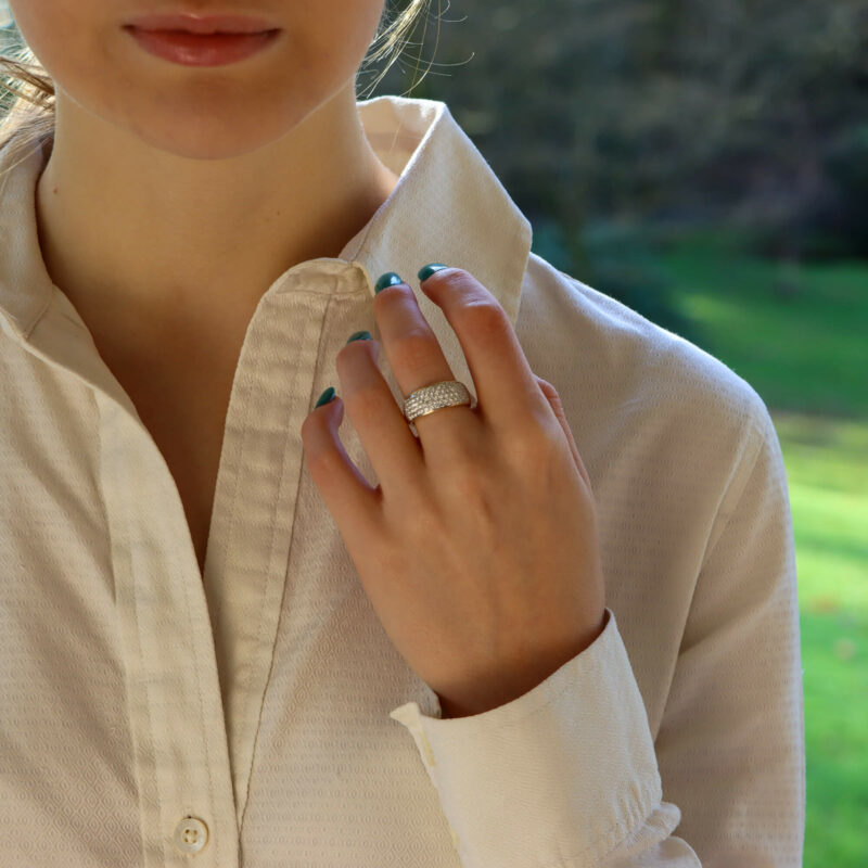 Pave set diamond ring in 18ct yellow gold