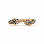 Diamond, Enamel and Ruby Tiger's Head Bangle Bracelet Rose Gold