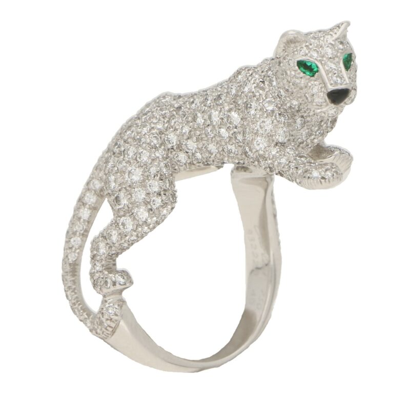 Cartier Diamond and Green Garnet Walking Panther Ring