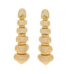 Vintage Bulgari Diamond Drop Earrings in Yellow Gold