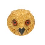 Victorian owl head brooch in yellow gold