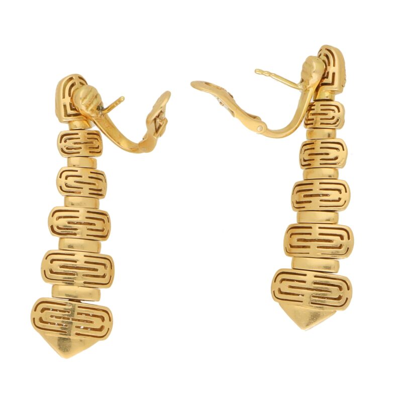 Vintage Bulgari Diamond Drop Earrings in Yellow Gold