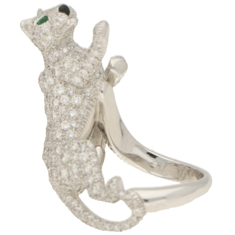 Cartier Diamond and Green Garnet Walking Panther Ring