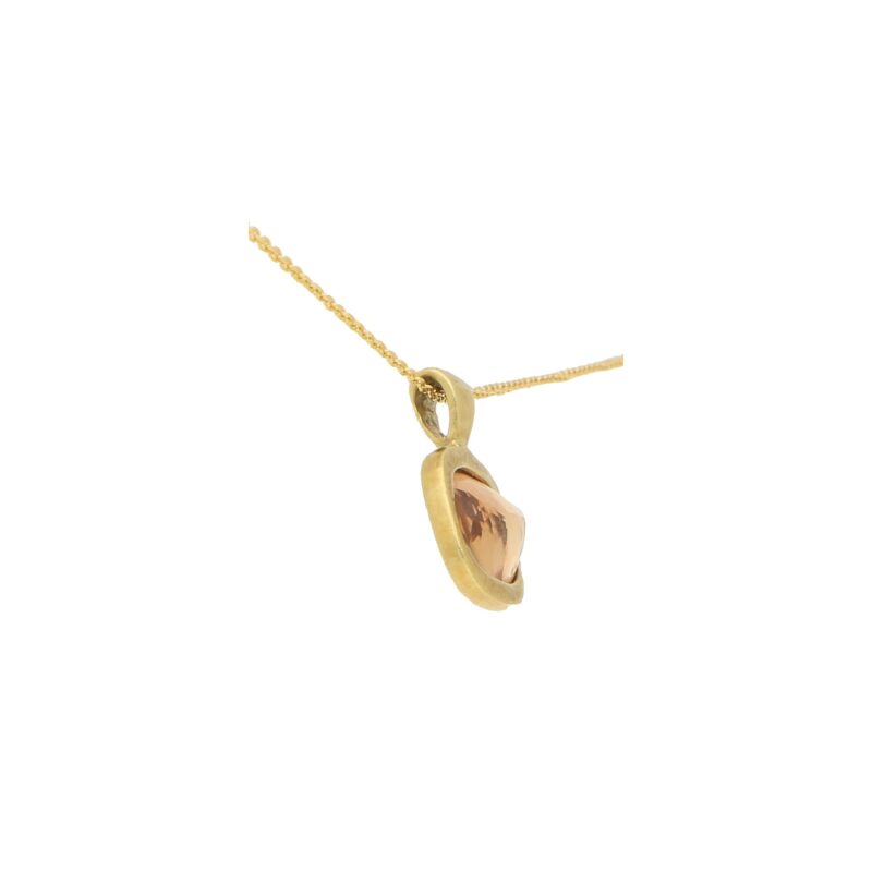 Pinkish-Orange Topaz Pendant in Yellow Gold