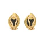 Onyx Cabochon Clip-On Earrings in Yellow Gold