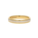 4mm Court Shape Wedding Band in 18kt White and Yellow Gold