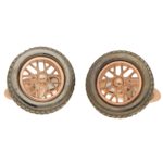 Men's articluated wheel cufflinks in sterling silver