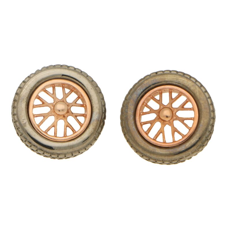 Men's articluated wheel cufflinks in sterling silver