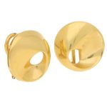 Vintage Fancy Swirl Circular Earrings in Yellow Gold, Italian