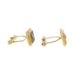 Geometric Diamond and Onyx Cufflinks in Yellow Gold