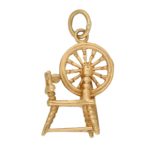 Vintage Spinning Wheel Charm in Yellow Gold