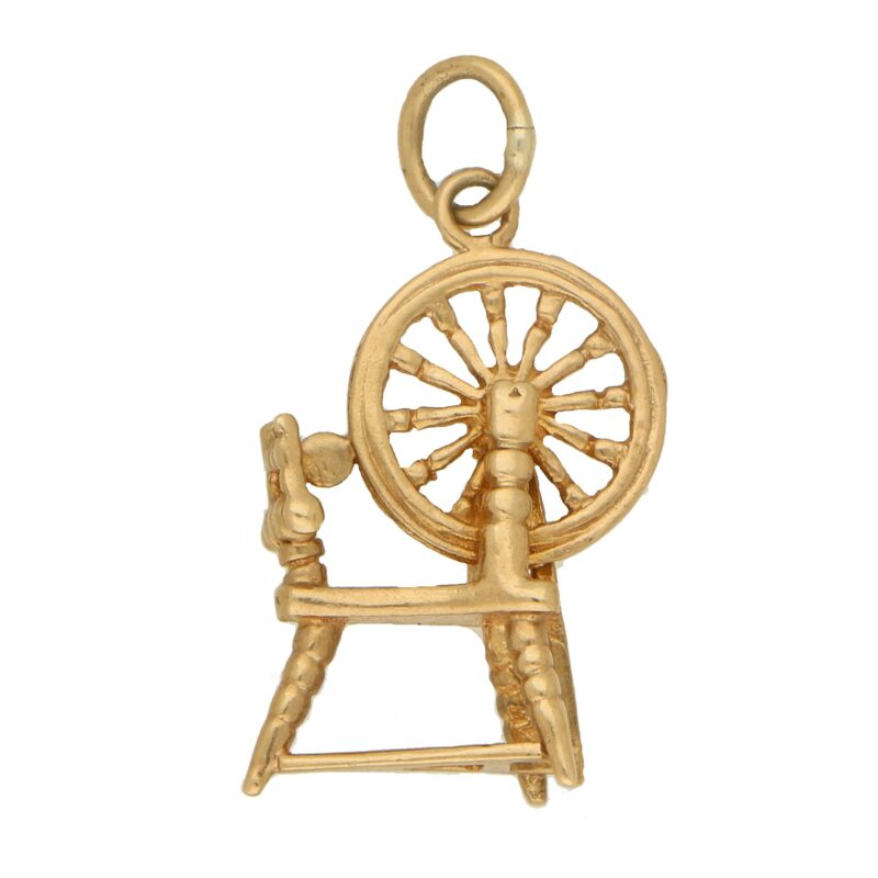 Vintage Spinning Wheel Charm in Yellow Gold