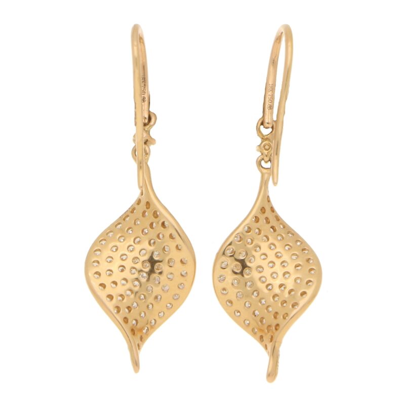 Diamond Rose Gold Leaf Drop Earrings