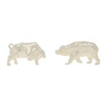 Sterling silver bull and bear cufflinks swivel back fitting