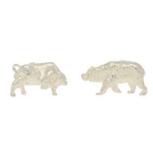 Sterling silver bull and bear cufflinks swivel back fitting
